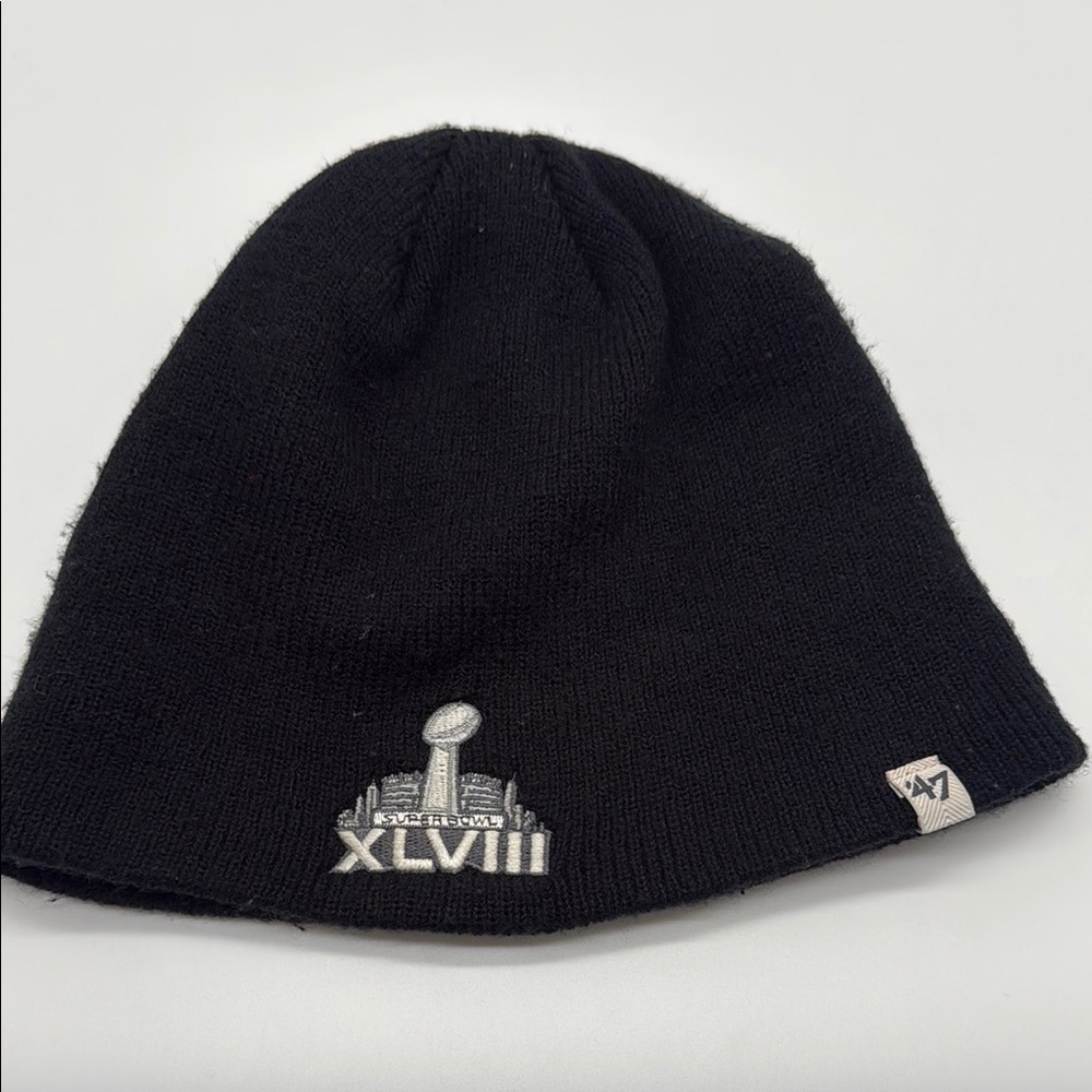 NFL Super Bowl XLVII Adult Cuffless Knit Beanie Cap Hat Black Forty Seven Brand